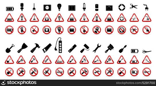 Set of Prohibition Signs. Vector Illustration. EPS10. Set of Prohibition Signs. Vector Illustration