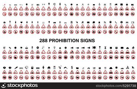 Set of Prohibition Signs. Vector Illustration. EPS10. Set of Prohibition Signs. Vector Illustration