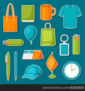 Set of promotional gifts and advertising souvenirs. Set of promotional gifts and advertising souvenirs.