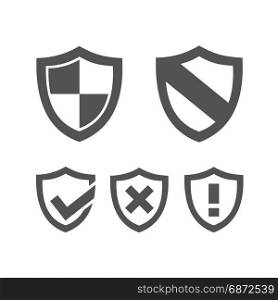 Set of protection shield icons on a white background