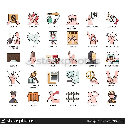 Set of Protest thin line icons for any web and app project.