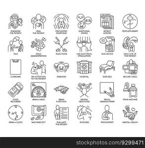 Set of Psychiatrist thin line icons for any web and app project.