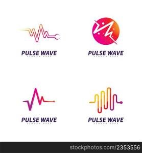Set of Pulse Wave logo Vector. Creative Sound waves logo concept design template