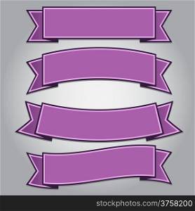 Set of purple ribbon banners isolated,vector illustration