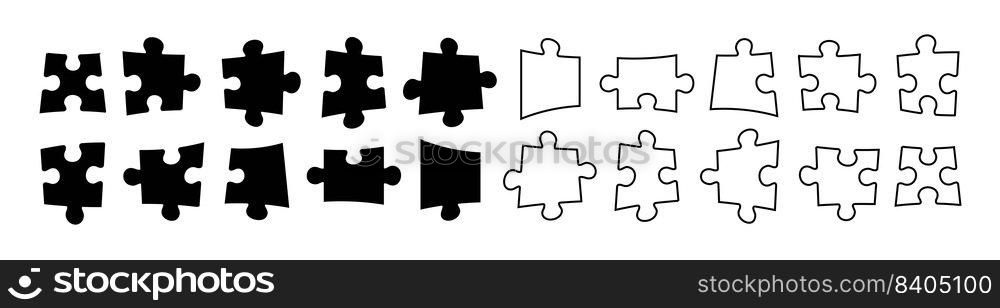 Set of puzz≤πeces isolated on white background. Jigsaw puzz≤withπeces. Vector design templates. Busi≠ss presentation concept. Vector illustration. . Set of puzz≤πeces isolated on white background. Jigsaw puzz≤withπeces.