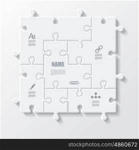 Set of puzzle pieces jigsaw business infographics concept, vector illustration.