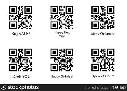 Set of qr code,codes template with inscription,isolated on white background,vector illustration