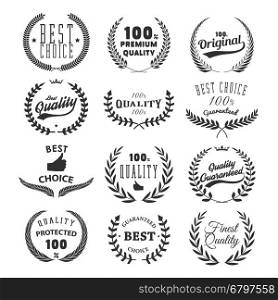 Set of quality emblems. Best choice. Design element for logo, label, emblem, sign, mark. Vector illustration.