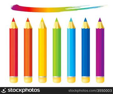 Set of rainbow colored pencils