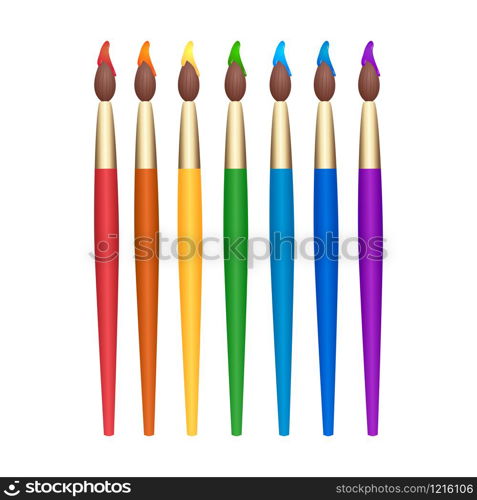 Set of rainbow paint brushes. Vector element for your creativity. Set of rainbow paint brushes.