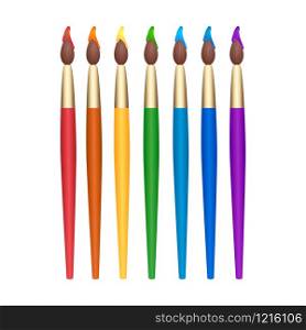 Set of rainbow paint brushes. Vector element for your creativity. Set of rainbow paint brushes.