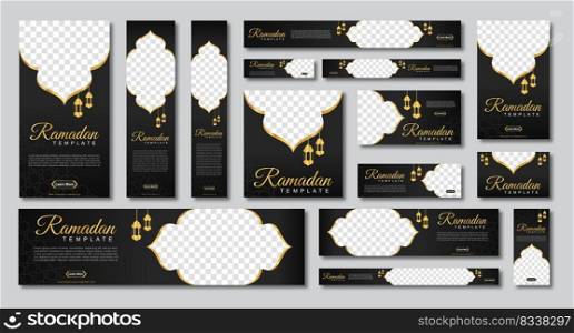 set of ramadan web banners of standard size with a place for photos. Ramadan template design. vector illustration