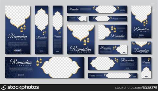 set of ramadan web banners of standard size with a place for photos. Ramadan template design. vector illustration