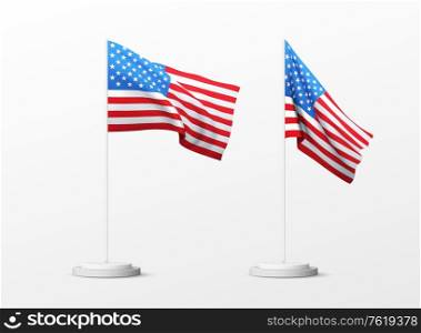 Set of realistic american flag isolated on white background. Vector illustration EPS10. Set of realistic american flag isolated on white background. Vector illustration