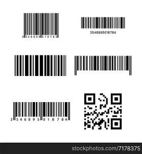 Set of realistic barcode icons isolated on gray background. Bar code icons. Eps10. Set of realistic barcode icons isolated on gray background. Bar code icons