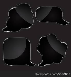 Set of realistic glass speech bubbles. Vector illustration.