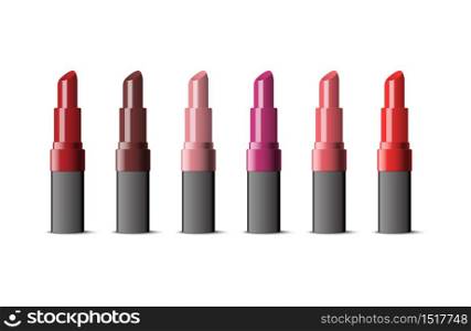 Set of realistic lipstick, artwork can change color, vector illustration