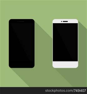 Set of Realistic mobile phone collection in new style. White and black smartphone with shadow