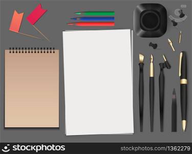 Set of realistic vector stationery. Vector elements for your design and presentations. Set of realistic vector stationery. Vector elements for your des