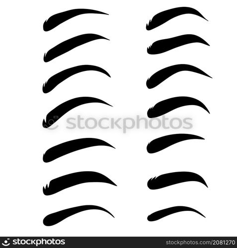 Set of realistic woman eyebrows for design on white