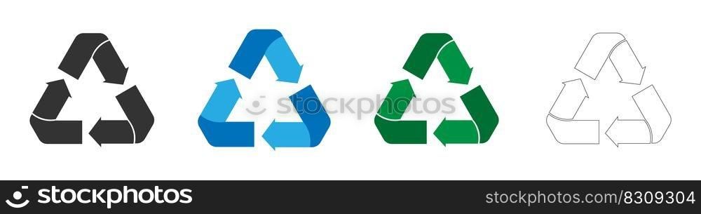 Set of recycling icons. Triangle Recycling Sign Symbol. Vector illustration