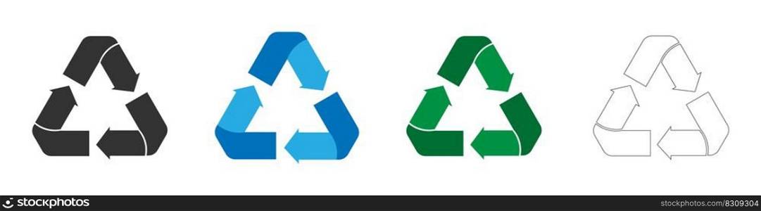 Set of recycling icons. Triangle Recycling Sign Symbol. Vector illustration