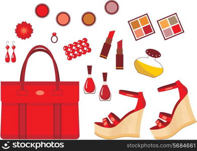 Set of red accessories