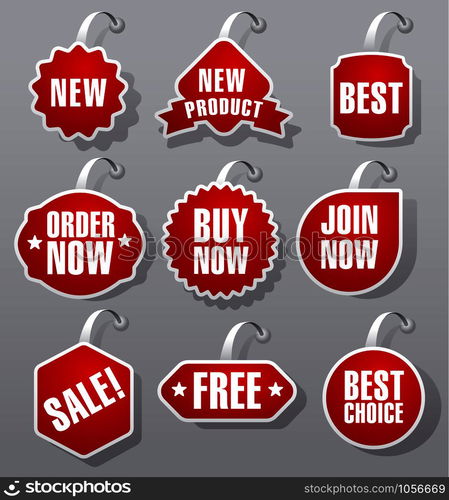 set of red advertising and promotion badges. advertising and promotion badges