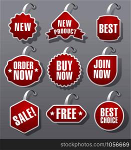 set of red advertising and promotion badges. advertising and promotion badges