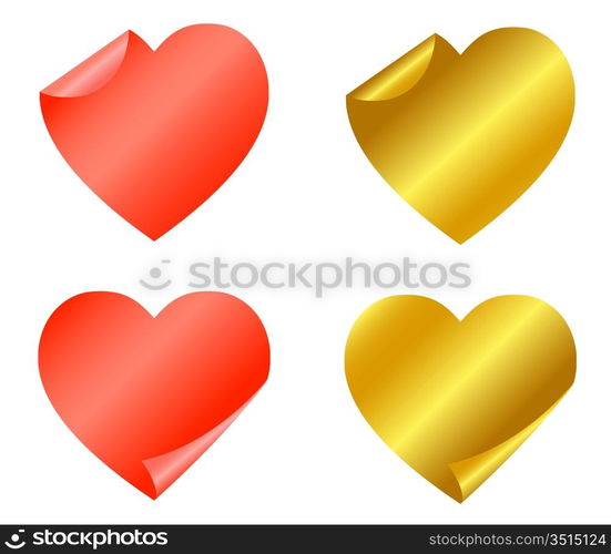 Set of red and gold stickers for valentine&acute;s day