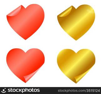 Set of red and gold stickers for valentine&acute;s day