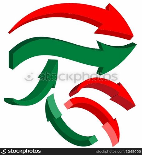 Set of Red and Green Arrows in Different Shapes