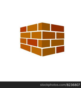 Set of red brick fence in isometric view. Material for renovation of house and curb of road. Construction of buildings. Low barrier and fence. Set of red brick fence in isometric view.