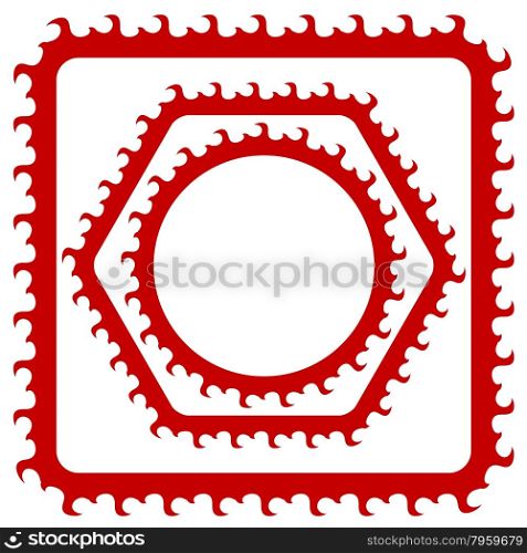 Set of Red Frames Isolated on White Background. Red Frames