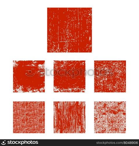 Set of red grunge square. Vector illustration.. Grunge square set