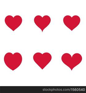 Set of Red hearts design, flat icon, Romantic Heart for valentine's day ,Vector illustration