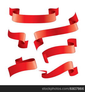 Set of red vector ribbons. set of red ribbons design templates. Vector illustration