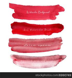 Set of red watercolor background, Brush stroke logo, Vector illustration.