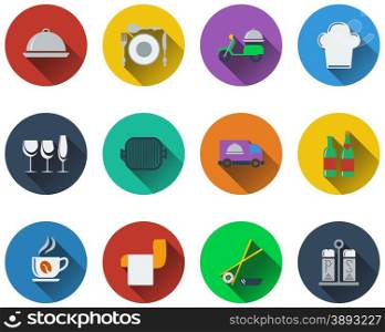 Set of restaurant icons in flat design. EPS 10 vector illustration with transparency.