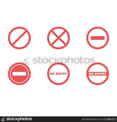 Set of restriction signs in flat desing. No entry and stop signs. Vector EPS 10