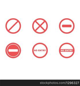 Set of restriction signs in flat desing. No entry and stop signs. Vector EPS 10