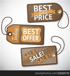 Set of retail cardboard sale tags vector illustration