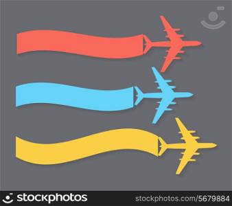 Set of Retro Airplane Banner. Vector Illustration. EPS10