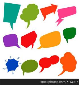 Set of retro comic empty colored speech bubbles. Design elements for poster, banner, card, flyer, infographic. Vector illustration