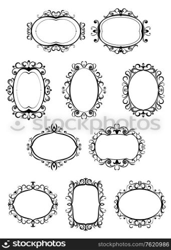 Set of retro frames with embellishments and decorative elements