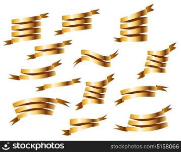 Set of Retro Golden Ribbons Vector Illustration EPS10. Set of Retro Golden Ribbons Vector Illustration