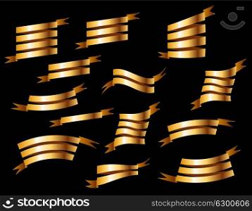 Set of Retro Golden Ribbons Vector Illustration EPS10. Set of Retro Golden Ribbons Vector Illustration