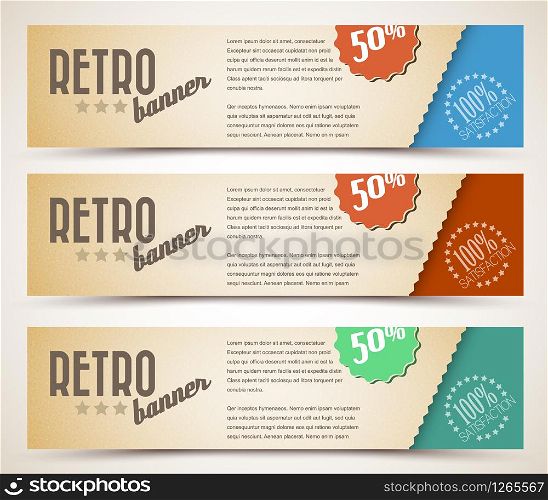 Set of retro horizontal banners - with place for your text