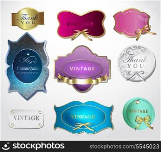 Set of retro labels/greeting card, with bow for design/Design template can be used banners, invitation, congratulation or website layout vector
