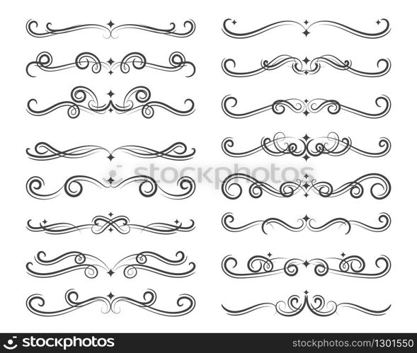 Set of Retro Ornate Vintage Page Dividers and Decor Lines. Vector illustration.. Ornate Vintage Page Dividers and Decor Line Set